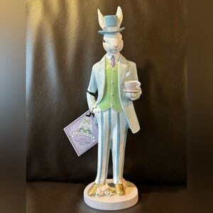 Tophat & Tail Mad Hatter Theme Easter Dapper Bunny Rabbit Tea Cup 13.5"/NWT